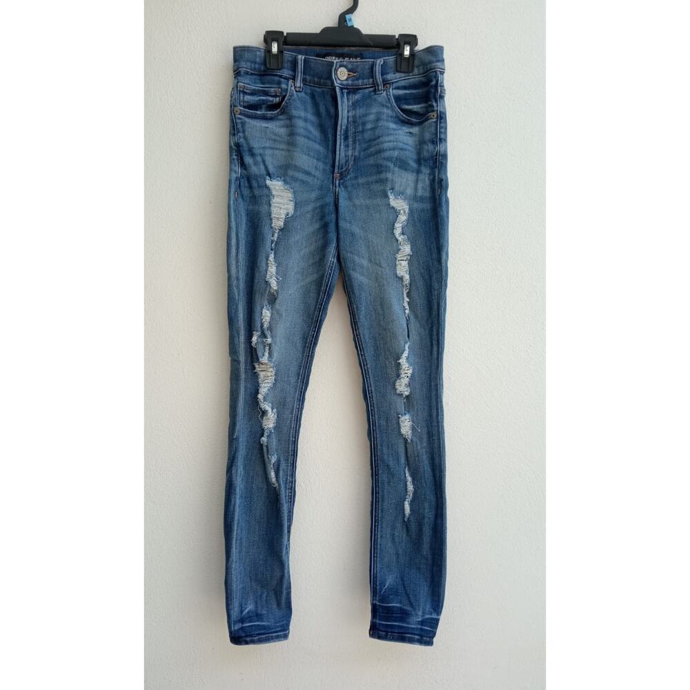 Express Jeans Women's High Rise Legging Distressed Stretch Blue Size 4 R - Picture 2 of 8